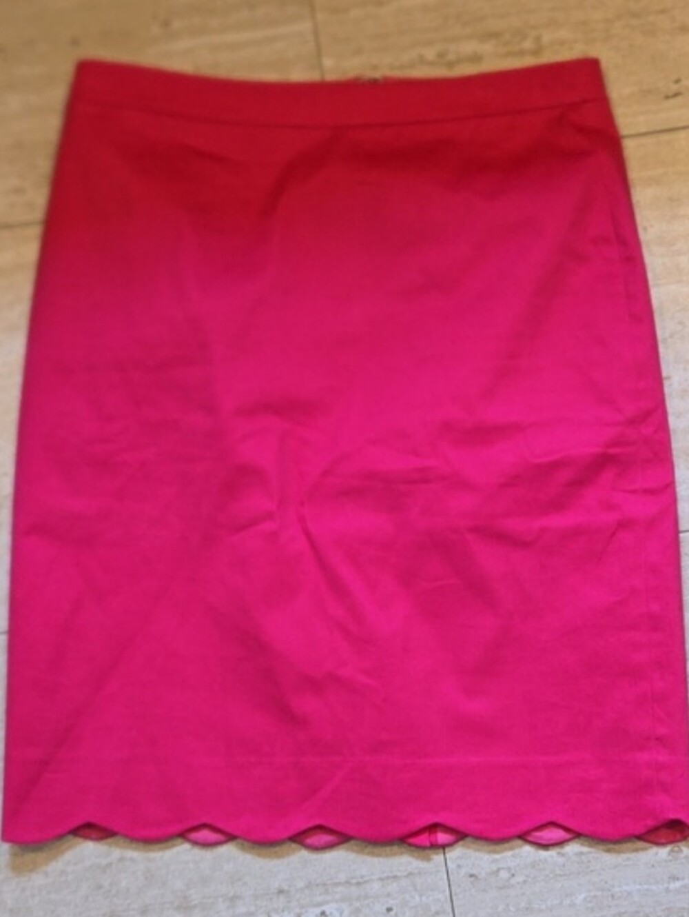 J. Crew Hot Pink Scalloped Edge Pencil Skirt